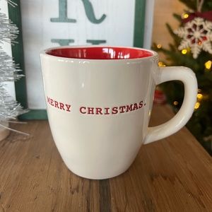 Rae Dunn | Merry Christmas Typewriter Coffee Mug Holiday Red Interior